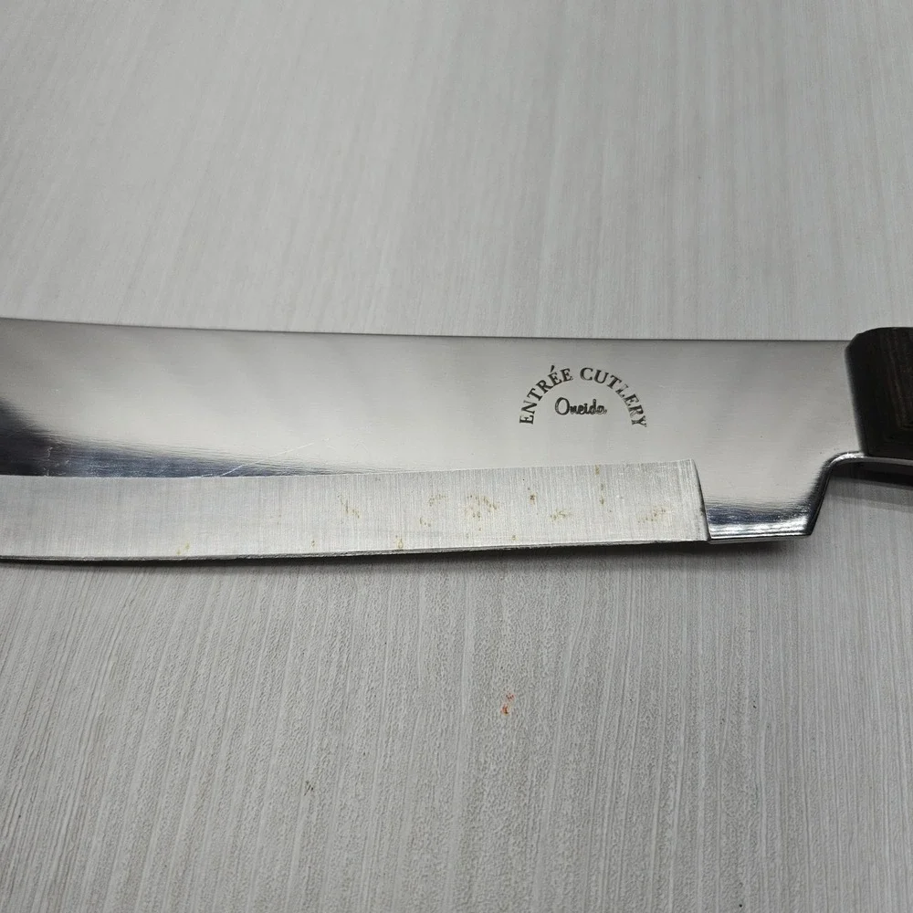Oneida Entree Cutlery Butcher Knife 8 Inch Blade Full Tang Wood Handle Japan